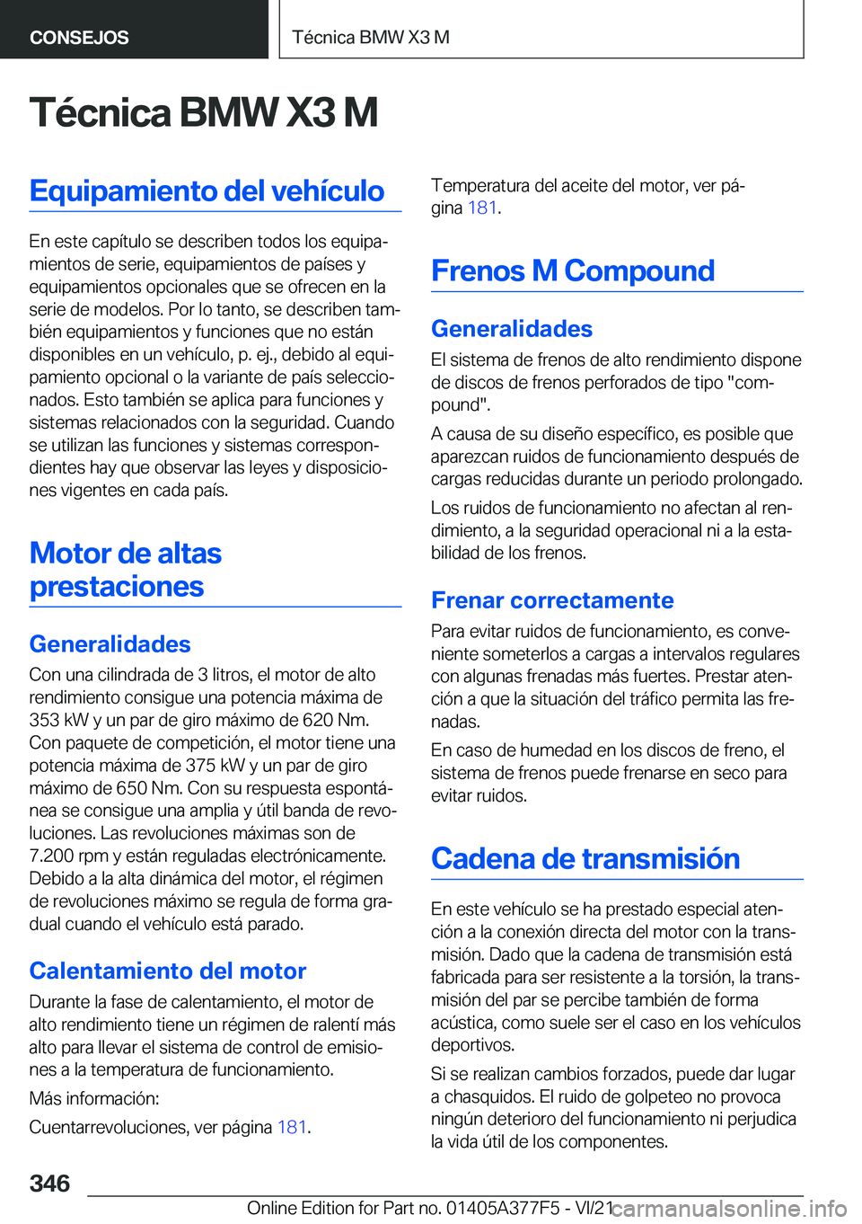 BMW X3 M 2022  Manuales de Empleo (in Spanish) �T�