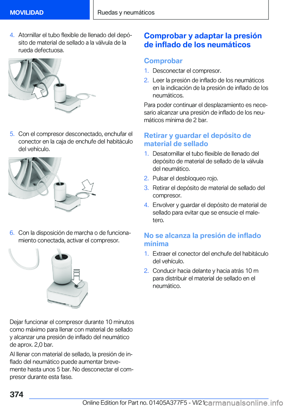 BMW X3 M 2022  Manuales de Empleo (in Spanish) �4�.�A�t�o�r�n�i�l�l�a�r��e�l��t�u�b�o��f�l�e�x�i�b�l�e��d�e��l�l�e�n�a�d�o��d�e�l��d�e�p�