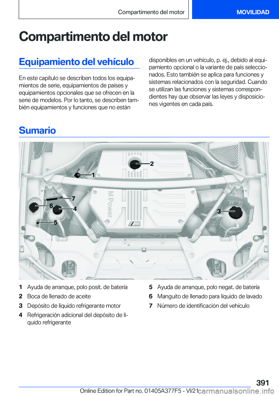 BMW X3 M 2022  Manuales de Empleo (in Spanish) �C�o�m�p�a�r�t�i�m�e�n�t�o��d�e�l��m�o�t�o�r�E�q�u�i�p�a�m�i�e�n�t�o��d�e�l��v�e�h�