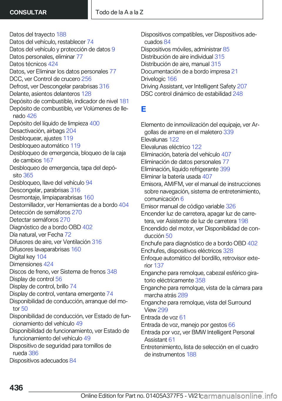 BMW X3 M 2022  Manuales de Empleo (in Spanish) �D�a�t�o�s��d�e�l��t�r�a�y�e�c�t�o��1�8�8�
�D�a�t�o�s��d�e�l��v�e�h�