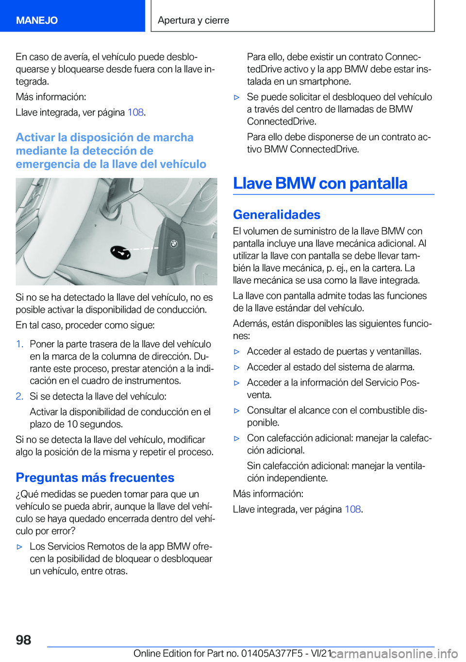 BMW X3 M 2022  Manuales de Empleo (in Spanish) �E�n��c�a�s�o��d�e��a�v�e�r�