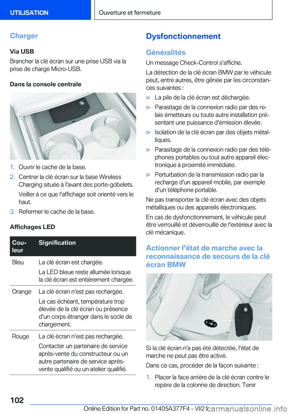 BMW X3 M 2022  Notices Demploi (in French) �C�h�a�r�g�e�r
�V�i�a��U�S�B
�B�r�a�n�c�h�e�r��l�a��c�l�é��é�c�r�a�n��s�u�r��u�n�e��p�r�i�s�e��U�S�B��v�i�a��l�a
�p�r�i�s�e��d�e��c�h�a�r�g�e��M�i�c�r�o�-�U�S�B�.
�D�a�n�s��l�a��c�o�n