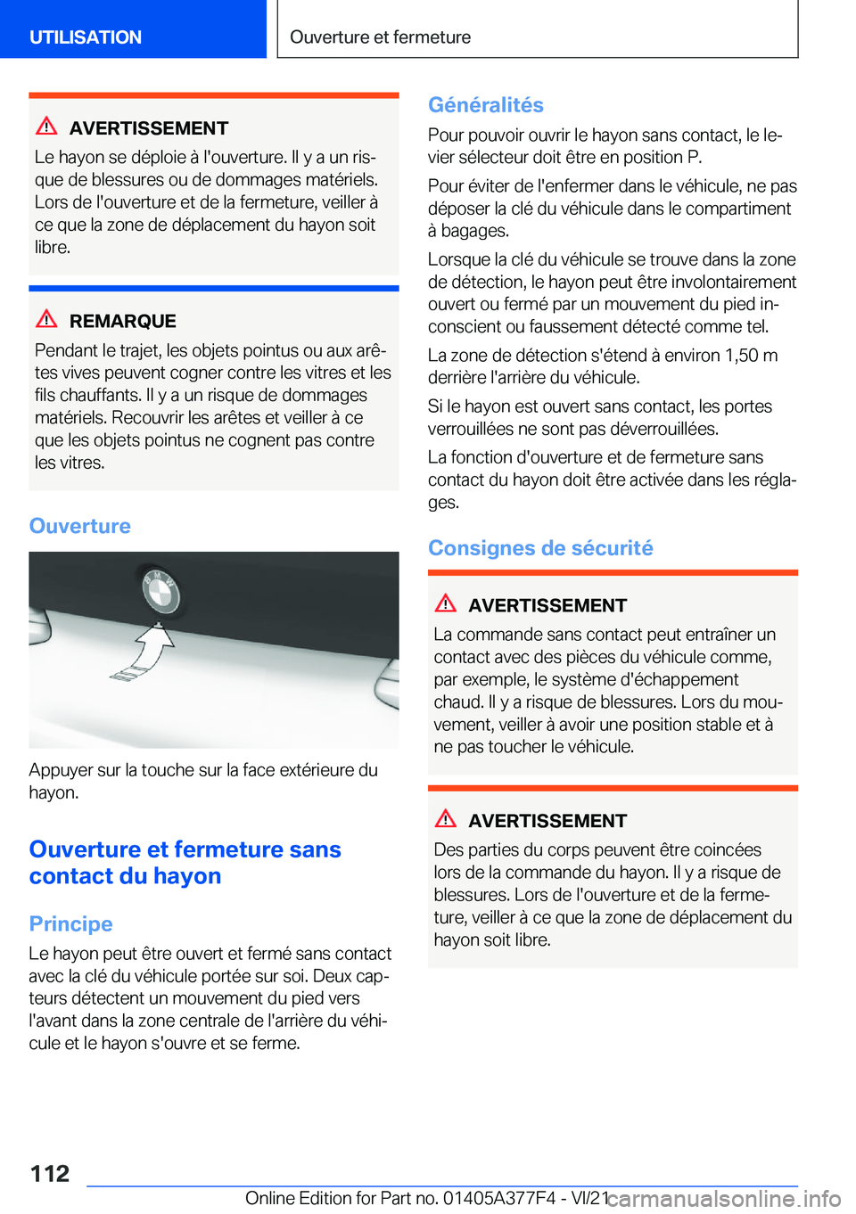 BMW X3 M 2022  Notices Demploi (in French) �A�V�E�R�T�I�S�S�E�M�E�N�T
�L�e��h�a�y�o�n��s�e��d�é�p�l�o�i�e��