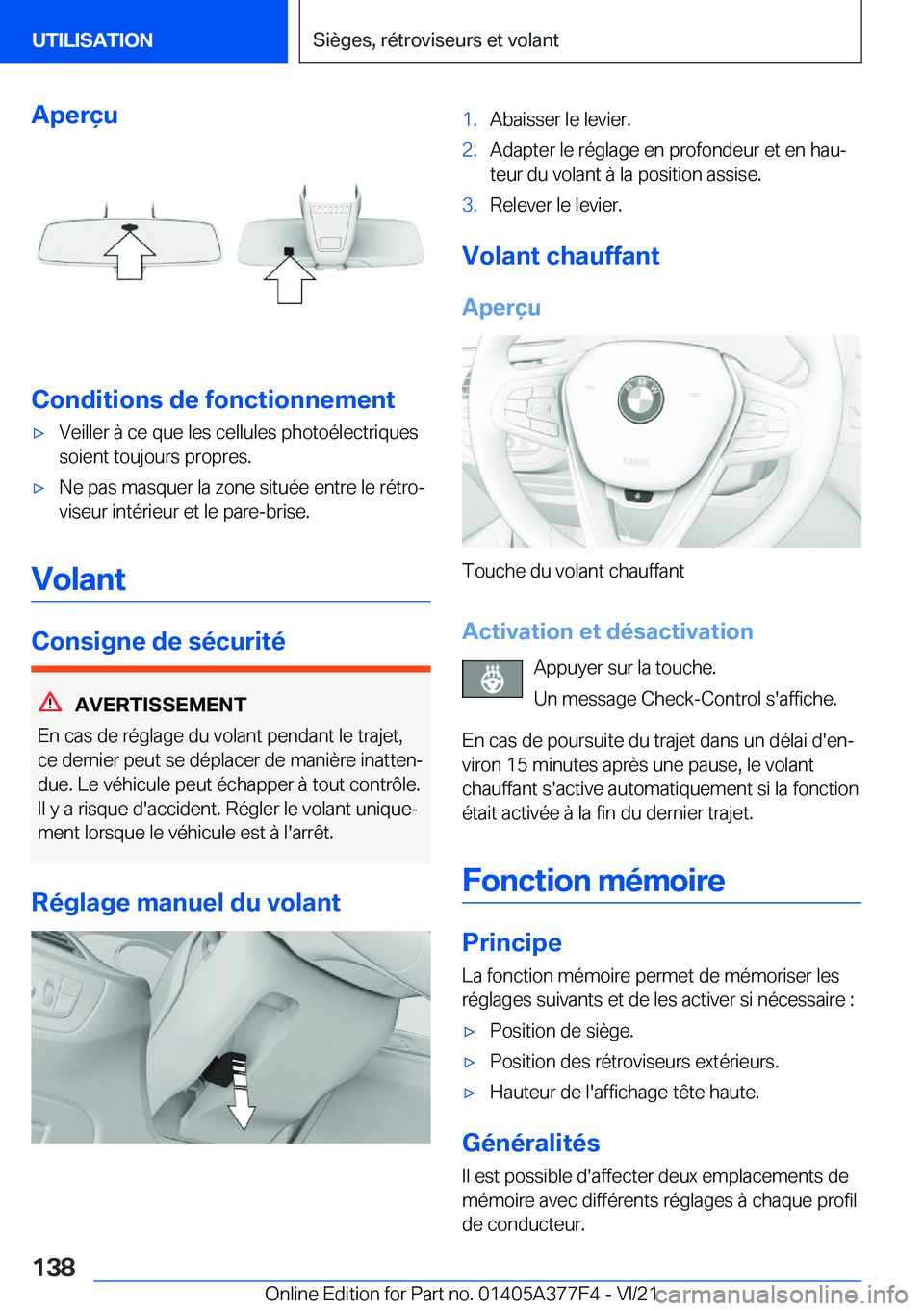 BMW X3 M 2022  Notices Demploi (in French) �A�p�e�r�ç�u
�C�o�n�d�i�t�i�o�n�s��d�e��f�o�n�c�t�i�o�n�n�e�m�e�n�t
'x�V�e�i�l�l�e�r��