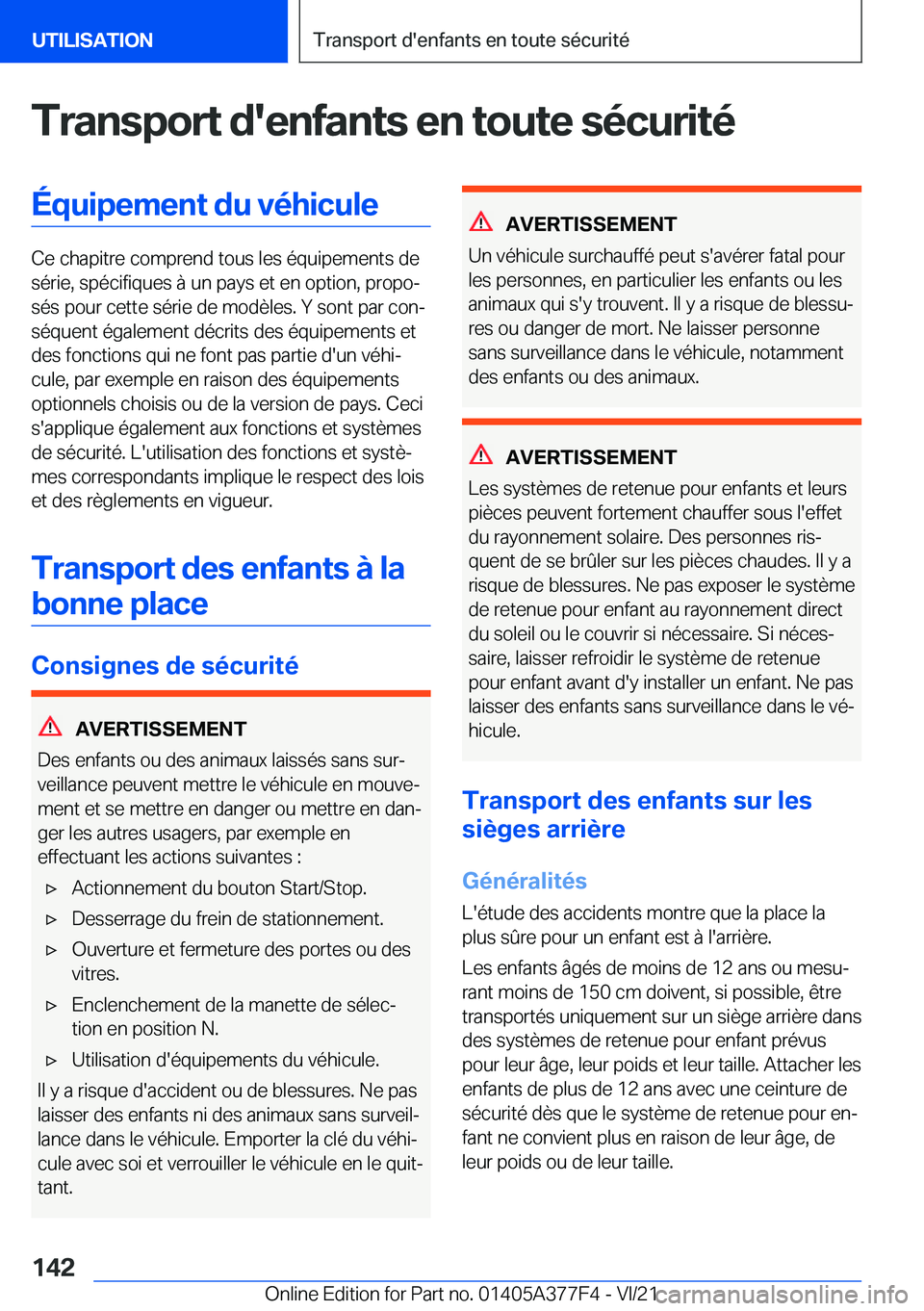 BMW X3 M 2022  Notices Demploi (in French) �T�r�a�n�s�p�o�r�t��d�'�e�n�f�a�n�t�s��e�n��t�o�u�t�e��s�é�c�u�r�i�t�é�