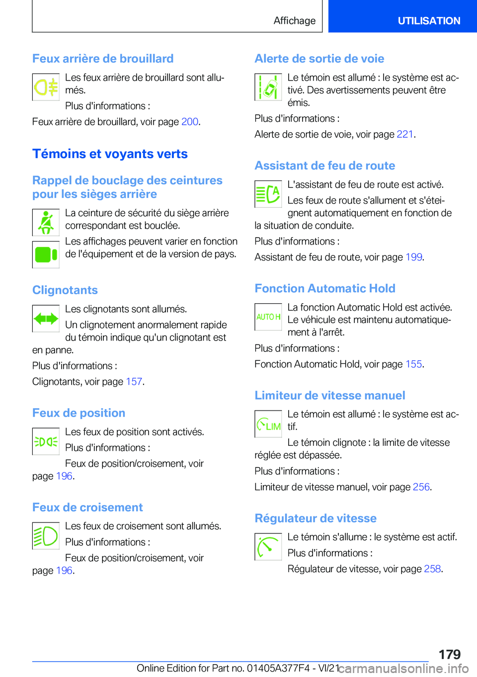 BMW X3 M 2022  Notices Demploi (in French) �F�e�u�x��a�r�r�i�è�r�e��d�e��b�r�o�u�i�l�l�a�r�d�L�e�s��f�e�u�x��a�r�r�i�è�r�e��d�e��b�r�o�u�i�l�l�a�r�d��s�o�n�t��a�l�l�uj
�m�é�s�.
�P�l�u�s��d�'�i�n�f�o�r�m�a�t�i�o�n�s��:
�F�e�u