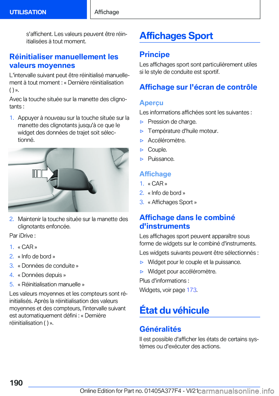 BMW X3 M 2022  Notices Demploi (in French) �s�'�a�f�f�i�c�h�e�n�t�.��L�e�s��v�a�l�e�u�r�s��p�e�u�v�e�n�t��ê�t�r�e��r�é�i�nj�i�t�i�a�l�i�s�é�e�s��
