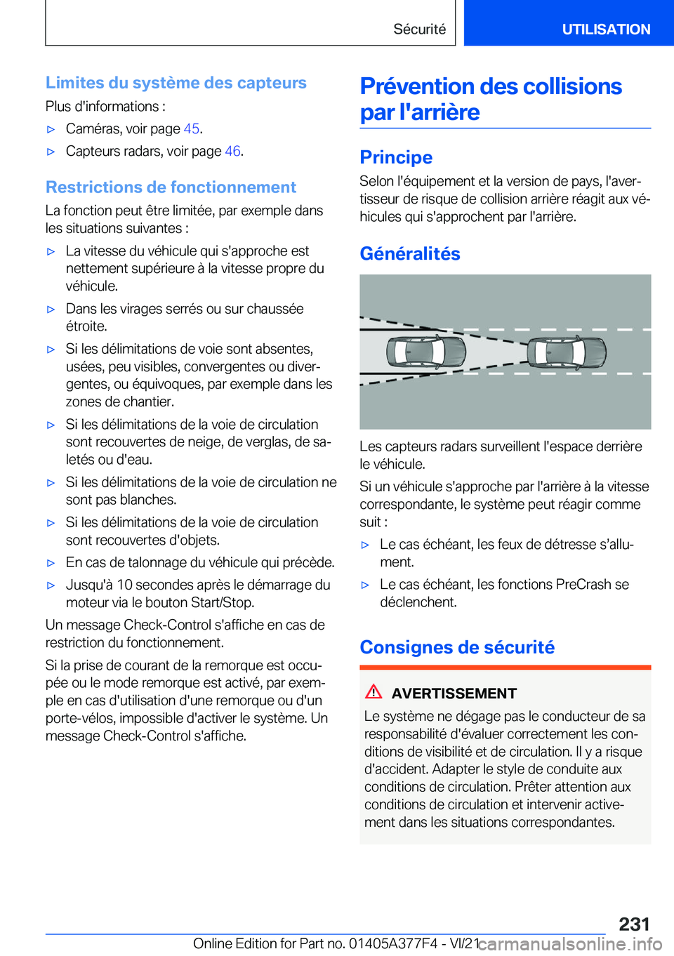 BMW X3 M 2022  Notices Demploi (in French) �L�i�m�i�t�e�s��d�u��s�y�s�t�è�m�e��d�e�s��c�a�p�t�e�u�r�s�P�l�u�s��d�'�i�n�f�o�r�m�a�t�i�o�n�s��:'x�C�a�m�é�r�a�s�,��v�o�i�r��p�a�g�e� �4�5�.'x�C�a�p�t�e�u�r�s��r�a�d�a�r�s�,�