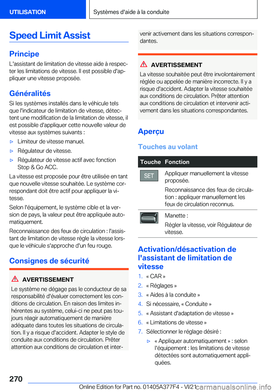 BMW X3 M 2022  Notices Demploi (in French) �S�p�e�e�d��L�i�m�i�t��A�s�s�i�s�t
�P�r�i�n�c�i�p�e�L�'�a�s�s�i�s�t�a�n�t��d�e��l�i�m�i�t�a�t�i�o�n��d�e��v�i�t�e�s�s�e��a�i�d�e��
