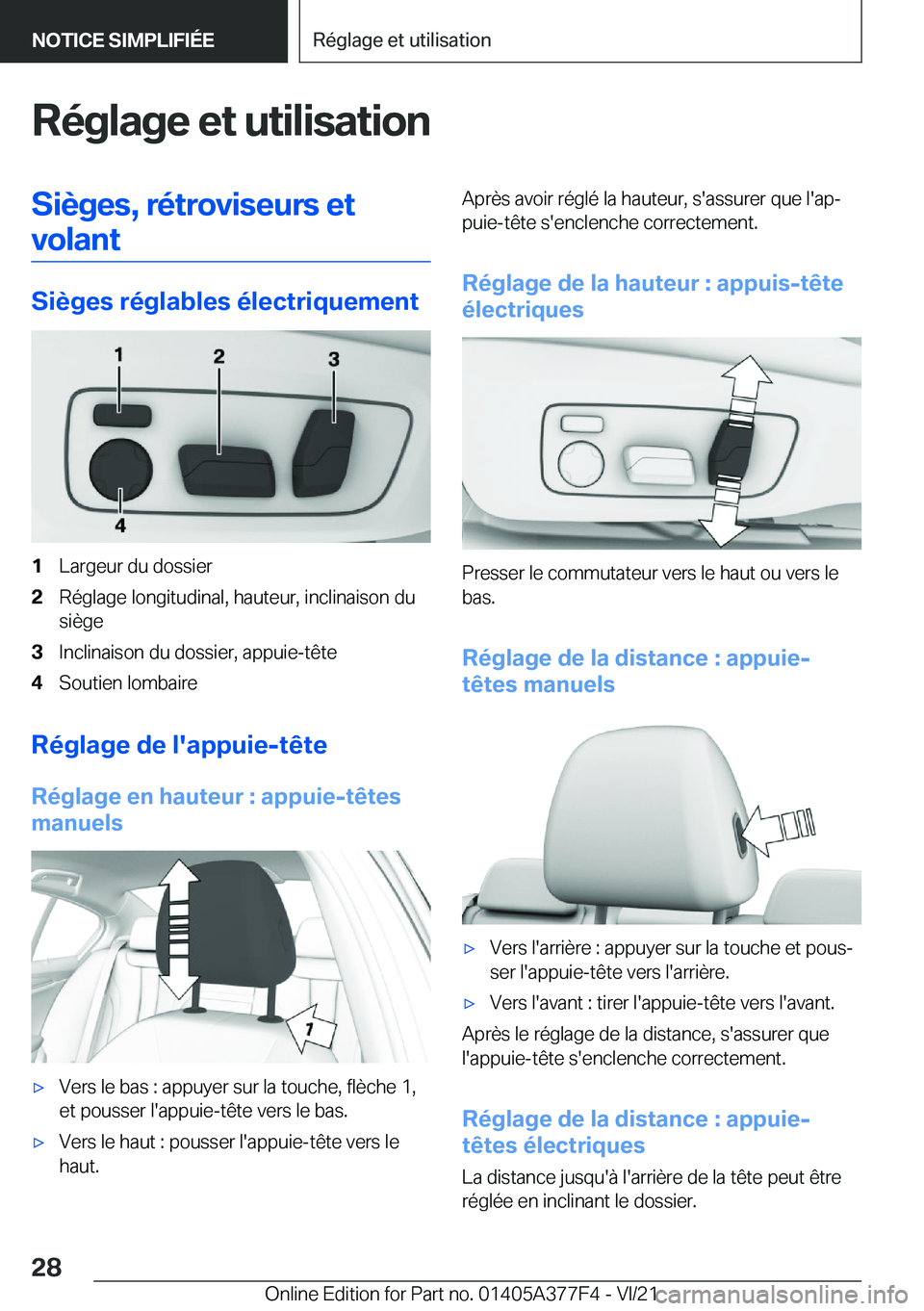 BMW X3 M 2022  Notices Demploi (in French) �R�é�g�l�a�g�e��e�t��u�t�i�l�i�s�a�t�i�o�n�S�i�è�g�e�s�,��r�é�t�r�o�v�i�s�e�u�r�s��e�t�v�o�l�a�n�t
�S�i�è�g�e�s��r�é�g�l�a�b�l�e�s��é�l�e�c�t�r�i�q�u�e�m�e�n�t
�1�L�a�r�g�e�u�r��d�u��d�o