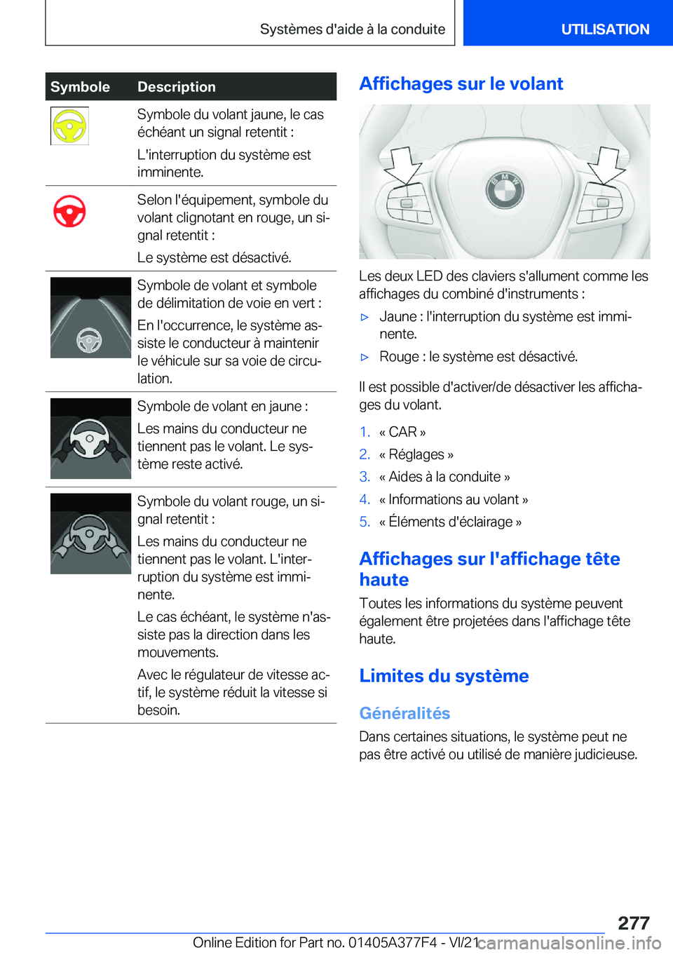 BMW X3 M 2022  Notices Demploi (in French) �S�y�m�b�o�l�e�D�e�s�c�r�i�p�t�i�o�n�S�y�m�b�o�l�e��d�u��v�o�l�a�n�t��j�a�u�n�e�,��l�e��c�a�s
�é�c�h�é�a�n�t��u�n��s�i�g�n�a�l��r�e�t�e�n�t�i�t��:
�L�'�i�n�t�e�r�r�u�p�t�i�o�n��d�u��s