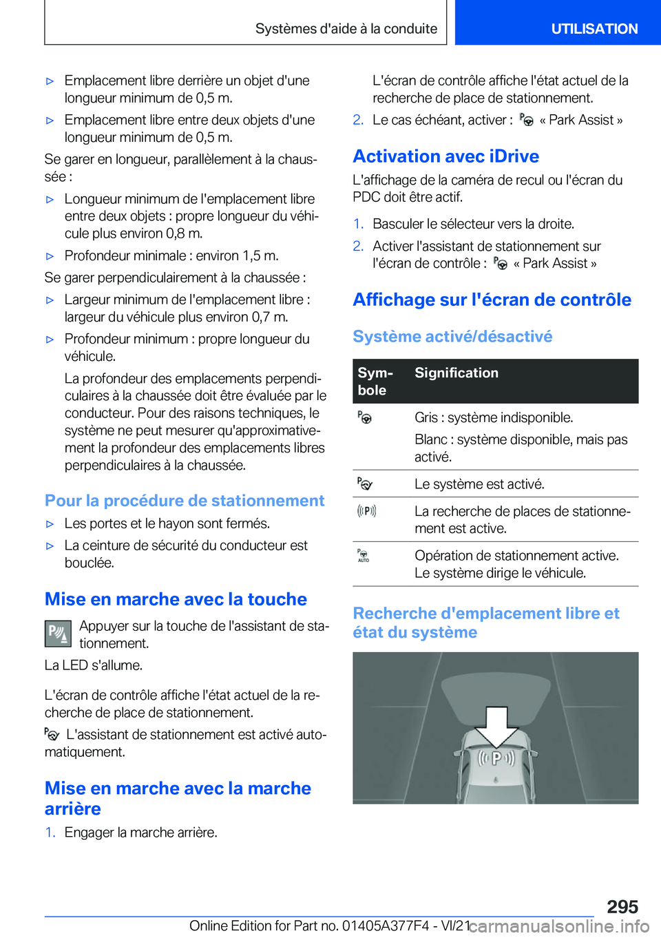 BMW X3 M 2022  Notices Demploi (in French) 'x�E�m�p�l�a�c�e�m�e�n�t��l�i�b�r�e��d�e�r�r�i�è�r�e��u�n��o�b�j�e�t��d�'�u�n�e
�l�o�n�g�u�e�u�r��m�i�n�i�m�u�m��d�e��0�,�5��m�.'x�E�m�p�l�a�c�e�m�e�n�t��l�i�b�r�e��e�n�t�r�e�