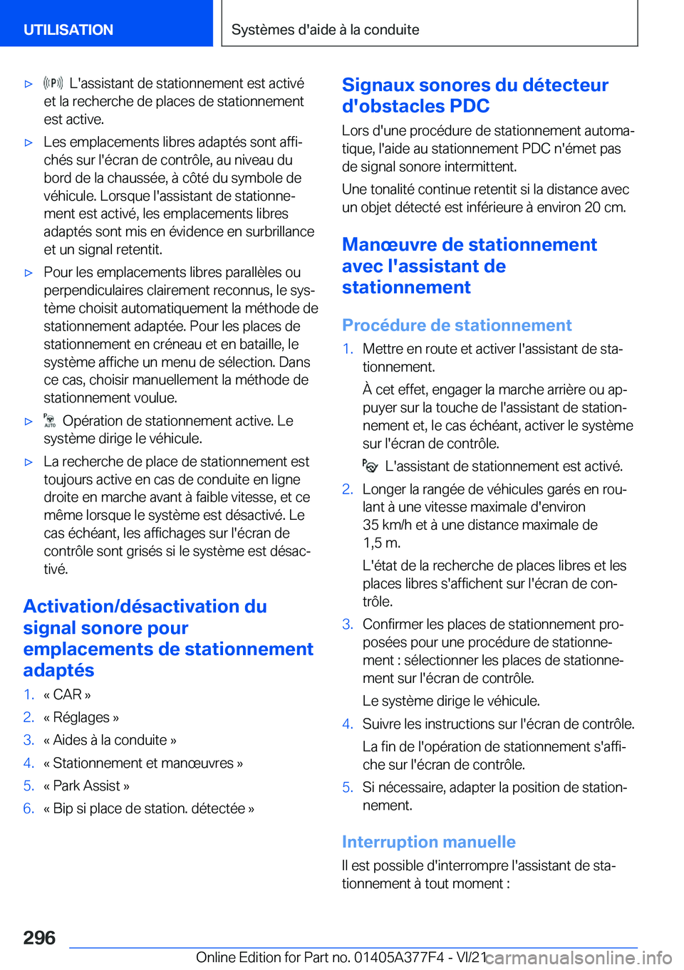 BMW X3 M 2022  Notices Demploi (in French) 'x���L�'�a�s�s�i�s�t�a�n�t��d�e��s�t�a�t�i�o�n�n�e�m�e�n�t��e�s�t��a�c�t�i�v�é
�e�t��l�a��r�e�c�h�e�r�c�h�e��d�e��p�l�a�c�e�s��d�e��s�t�a�t�i�o�n�n�e�m�e�n�t �e�s�t��a�c�t�i�v�e�