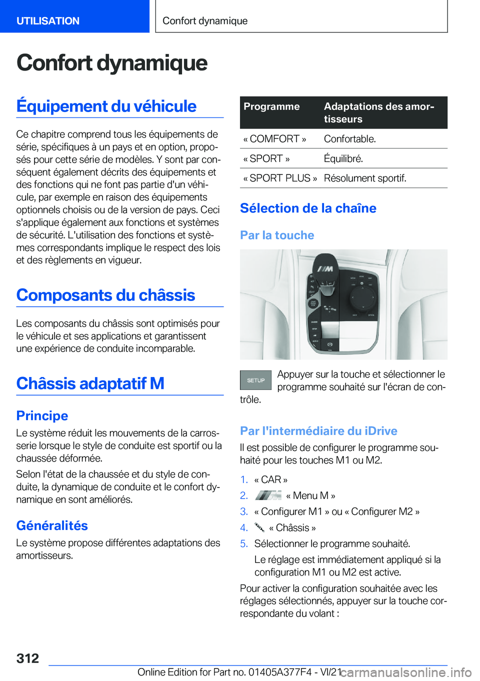 BMW X3 M 2022  Notices Demploi (in French) �C�o�n�f�o�r�t��d�y�n�a�m�i�q�u�e�