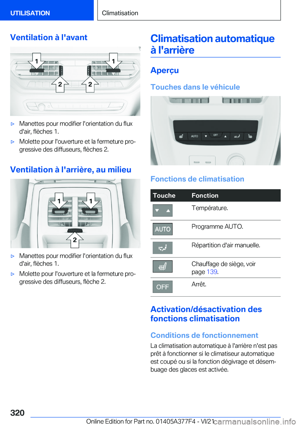 BMW X3 M 2022  Notices Demploi (in French) �V�e�n�t�i�l�a�t�i�o�n��