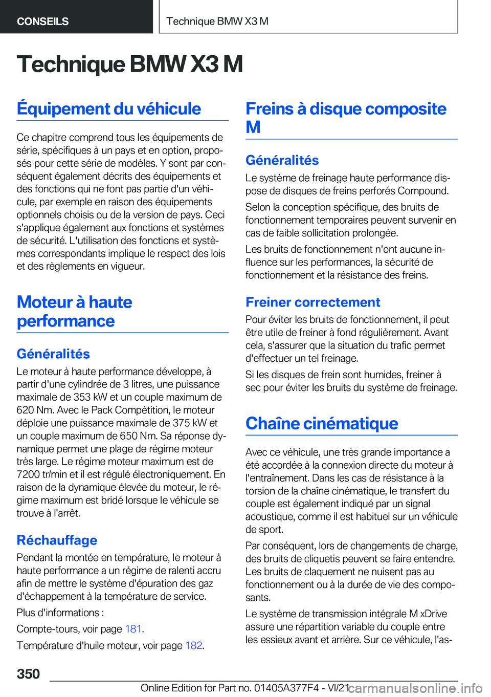 BMW X3 M 2022  Notices Demploi (in French) �T�e�c�h�n�i�q�u�e��B�M�W��X�3��M�