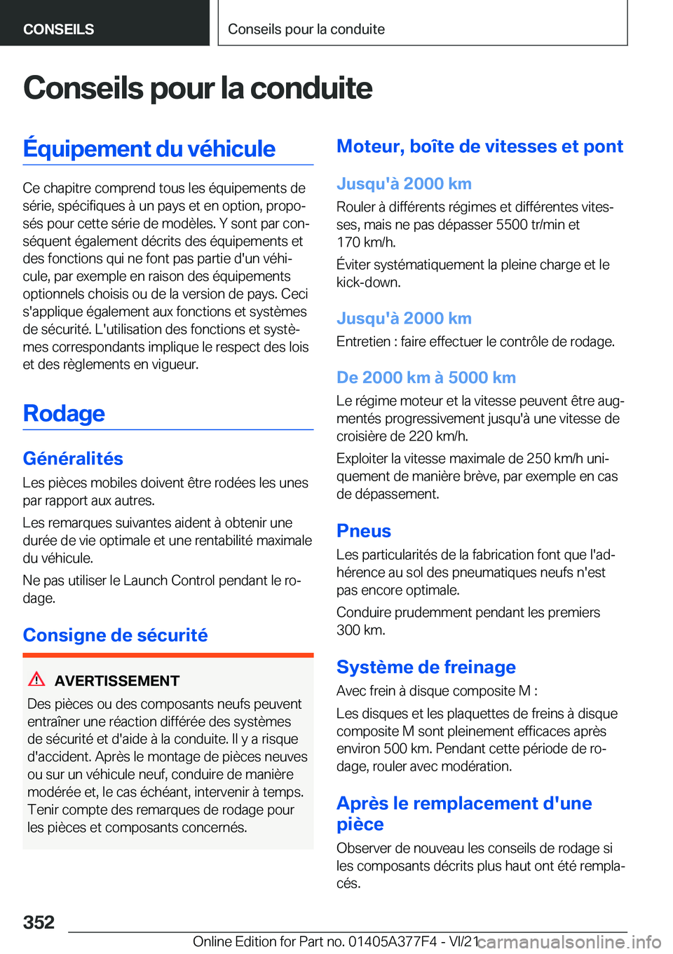 BMW X3 M 2022  Notices Demploi (in French) �C�o�n�s�e�i�l�s��p�o�u�r��l�a��c�o�n�d�u�i�t�e�