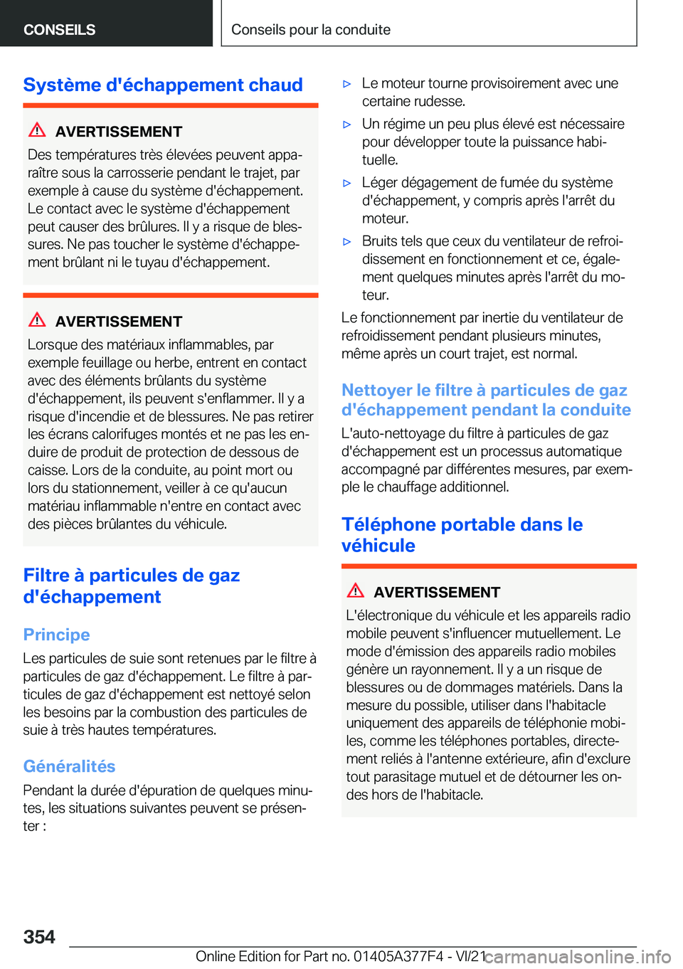 BMW X3 M 2022  Notices Demploi (in French) �S�y�s�t�è�m�e��d�'�é�c�h�a�p�p�e�m�e�n�t��c�h�a�u�d
�A�V�E�R�T�I�S�S�E�M�E�N�T
�D�e�s��t�e�m�p�é�r�a�t�u�r�e�s��t�r�è�s��é�l�e�v�é�e�s��p�e�u�v�e�n�t��a�p�p�aj
�r�a�