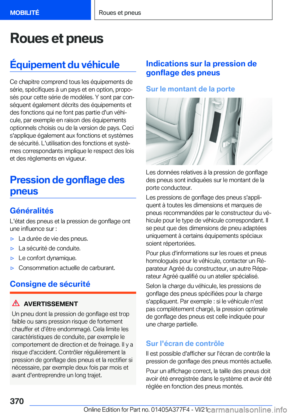 BMW X3 M 2022  Notices Demploi (in French) �R�o�u�e�s��e�t��p�n�e�u�s�
