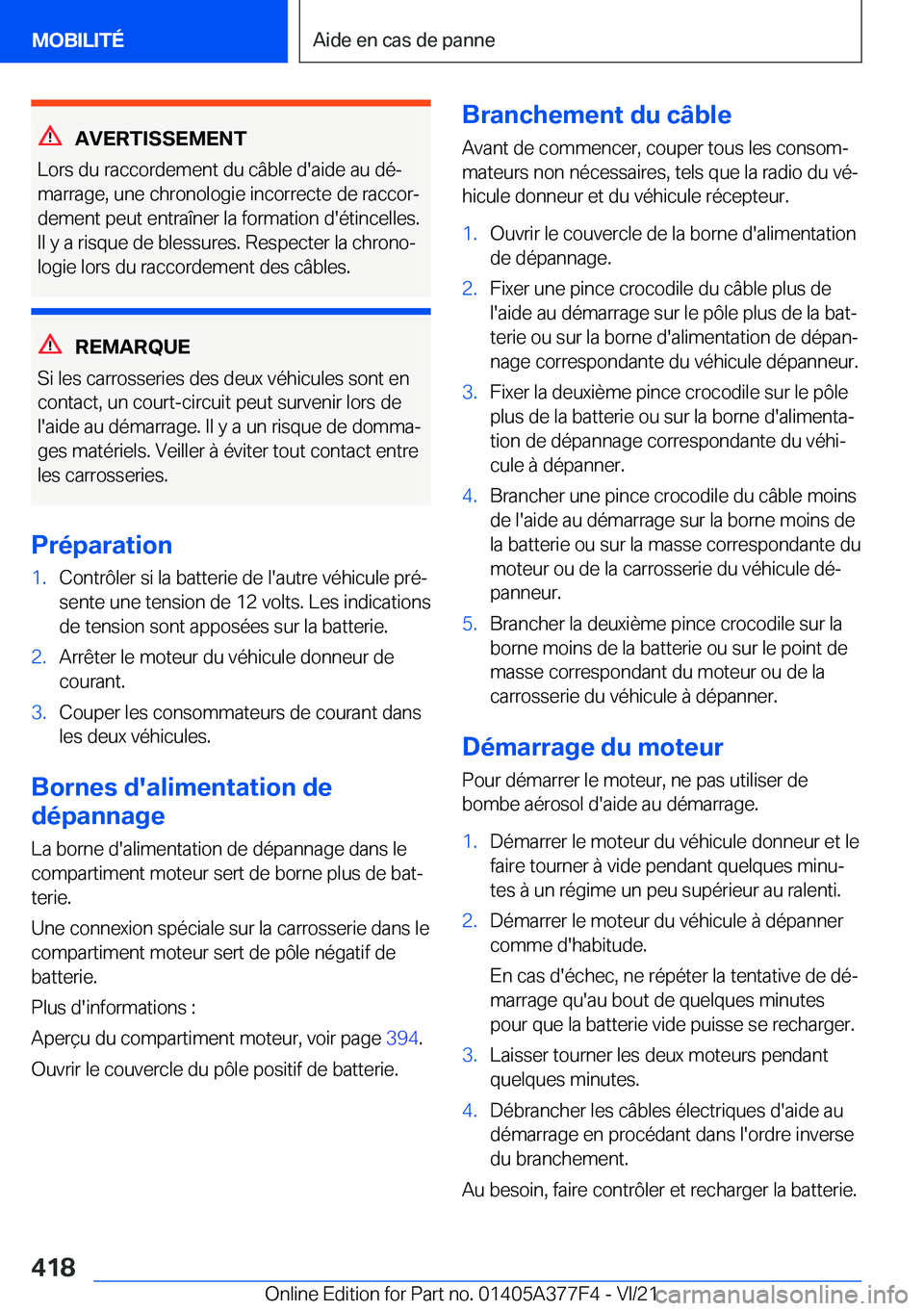 BMW X3 M 2022  Notices Demploi (in French) �A�V�E�R�T�I�S�S�E�M�E�N�T
�L�o�r�s��d�u��r�a�c�c�o�r�d�e�m�e�n�t��d�u��c�
