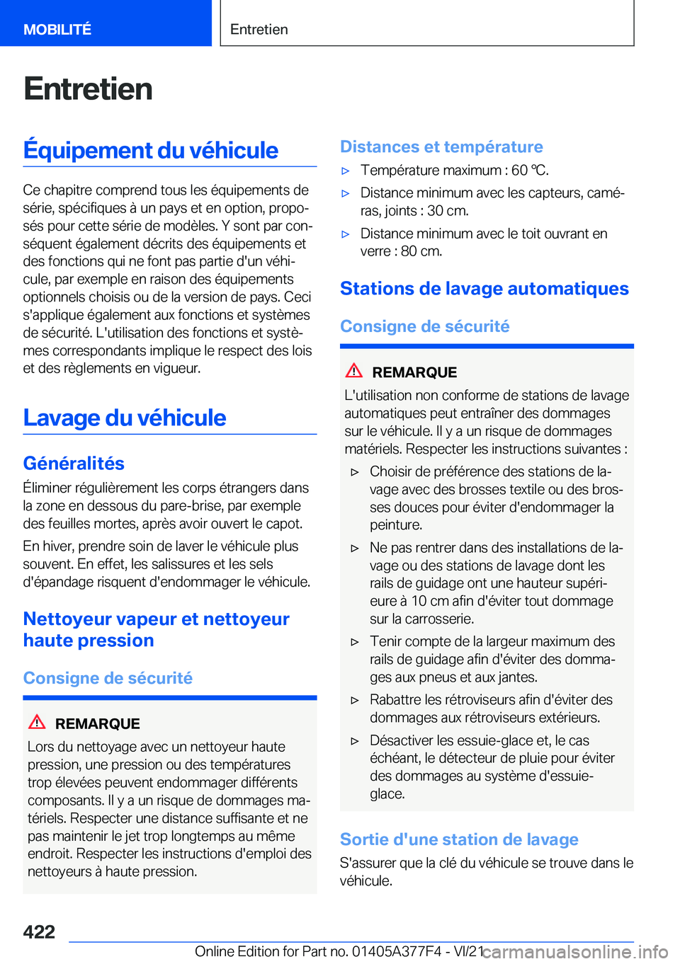 BMW X3 M 2022  Notices Demploi (in French) �E�n�t�r�e�t�i�e�n�