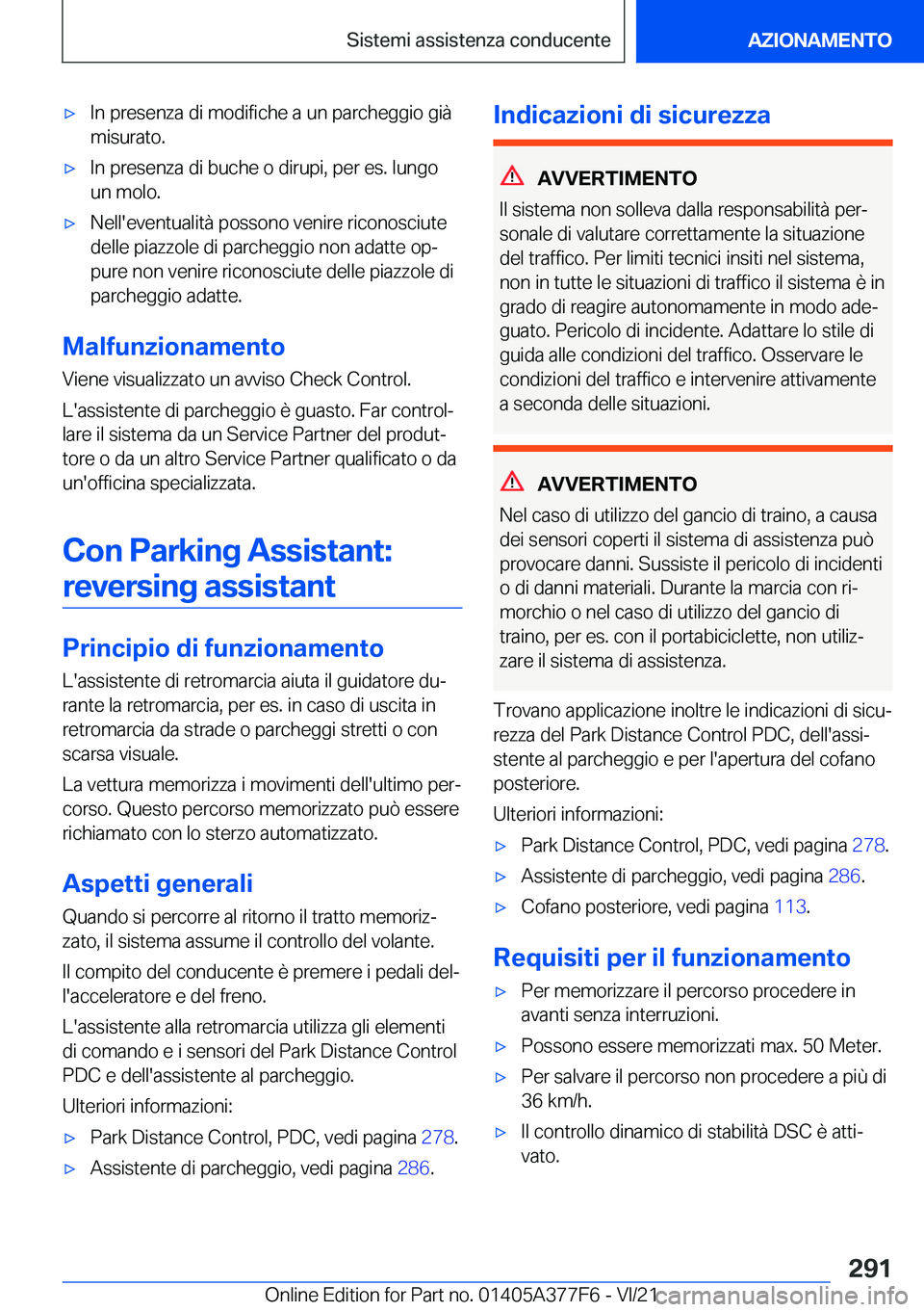 BMW X3 M 2022  Libretti Di Uso E manutenzione (in Italian) 'x�I�n��p�r�e�s�e�n�z�a��d�i��m�o�d�i�f�i�c�h�e��a��u�n��p�a�r�c�h�e�g�g�i�o��g�i�