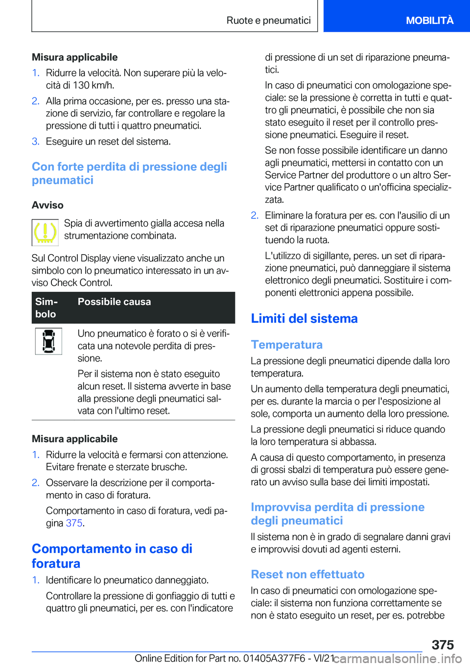BMW X3 M 2022  Libretti Di Uso E manutenzione (in Italian) �M�i�s�u�r�a��a�p�p�l�i�c�a�b�i�l�e�1�.�R�i�d�u�r�r�e��l�a��v�e�l�o�c�i�t�