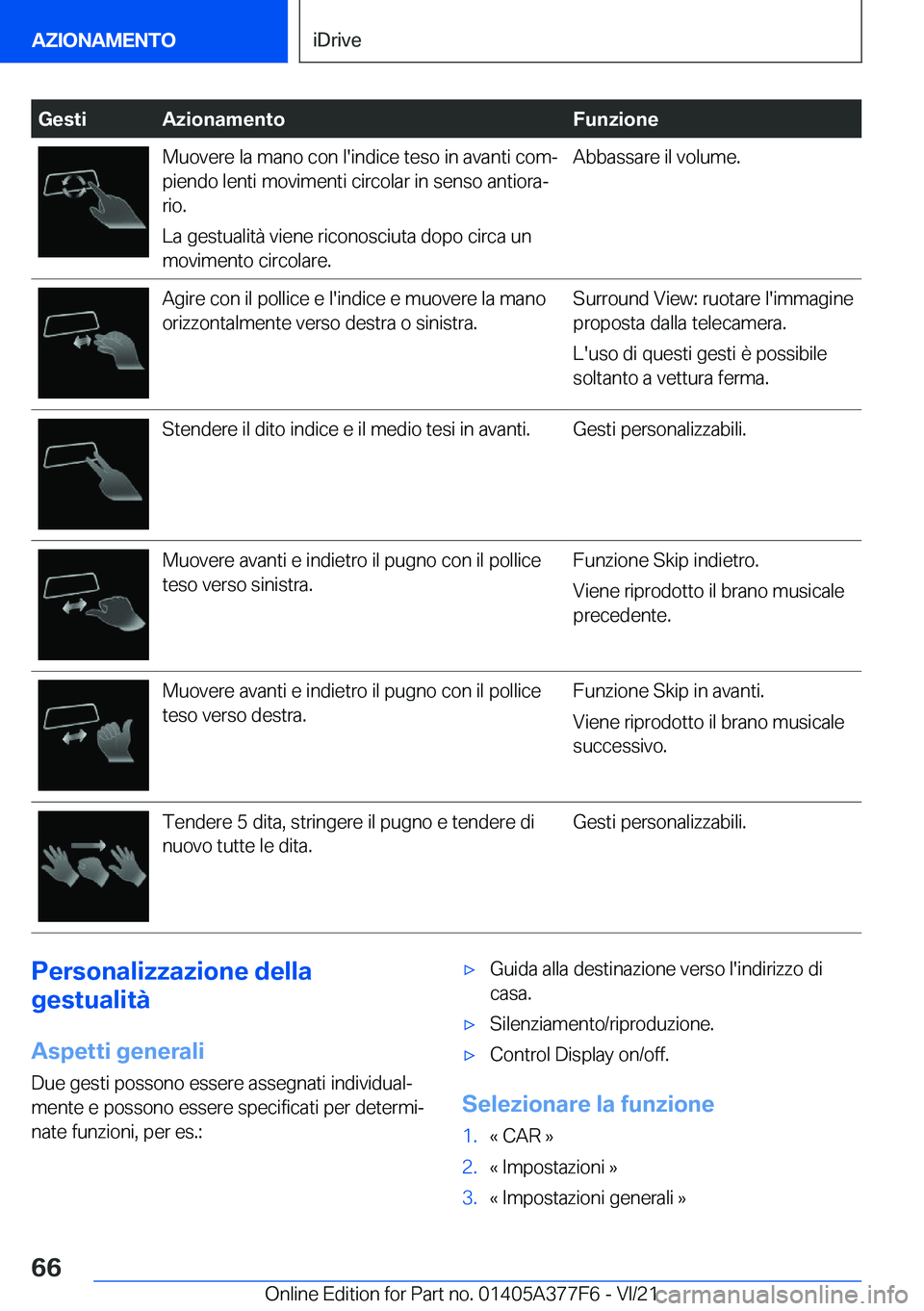 BMW X3 M 2022  Libretti Di Uso E manutenzione (in Italian) �G�e�s�t�i�A�z�i�o�n�a�m�e�n�t�o�F�u�n�z�i�o�n�e�M�u�o�v�e�r�e��l�a��m�a�n�o��c�o�n��l�'�i�n�d�i�c�e��t�e�s�o��i�n��a�v�a�n�t�i��c�o�mª�p�i�e�n�d�o��l�e�n�t�i��m�o�v�i�m�e�n�t�i��c�i�