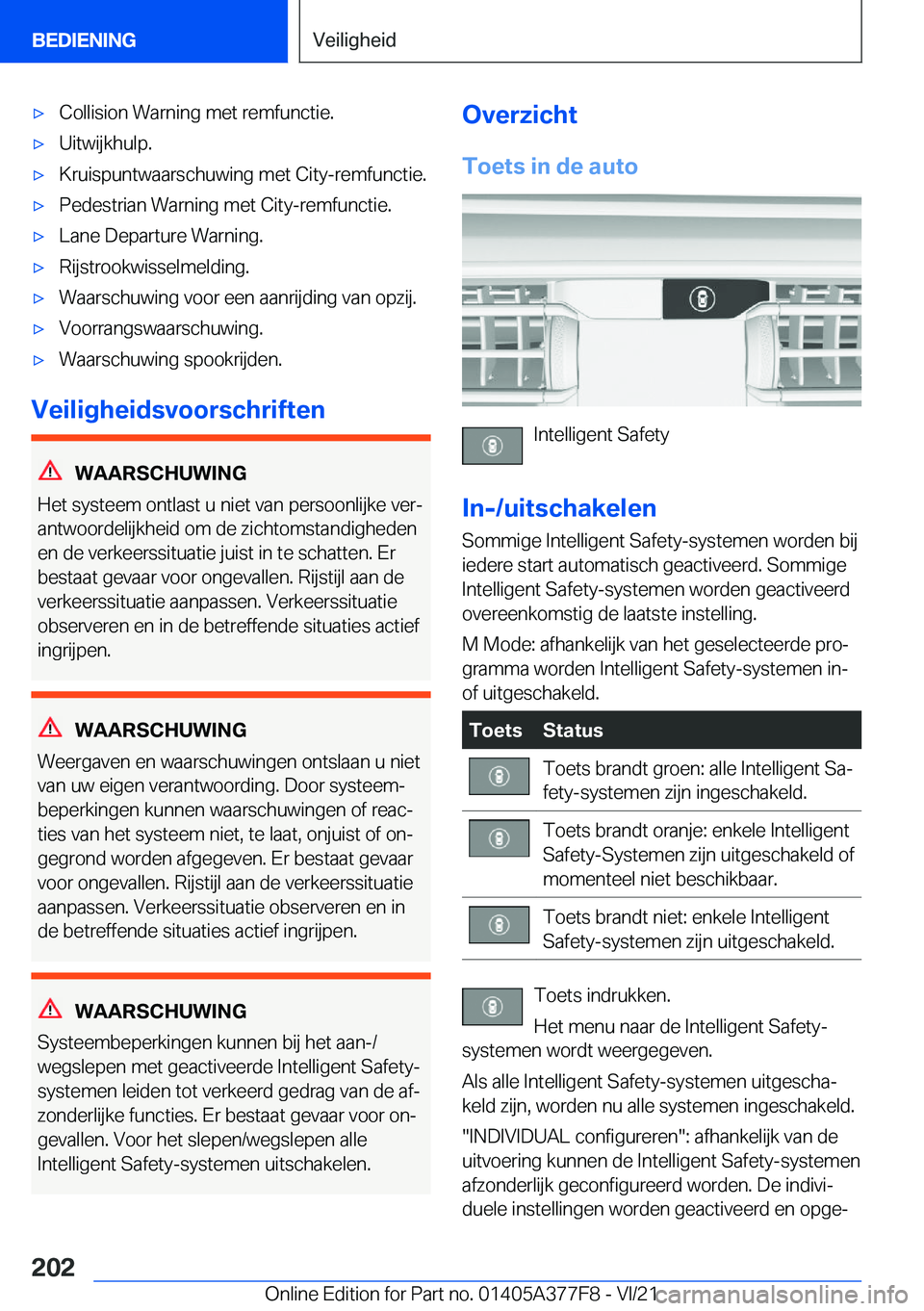 BMW X3 M 2022  Instructieboekjes (in Dutch) 'x�C�o�l�l�i�s�i�o�n��W�a�r�n�i�n�g��m�e�t��r�e�m�f�u�n�c�t�i�e�.'x�U�i�t�w�i�j�k�h�u�l�p�.'x�K�r�u�i�s�p�u�n�t�w�a�a�r�s�c�h�u�w�i�n�g��m�e�t��C�i�t�y�-�r�e�m�f�u�n�c�t�i�e�.'x�P