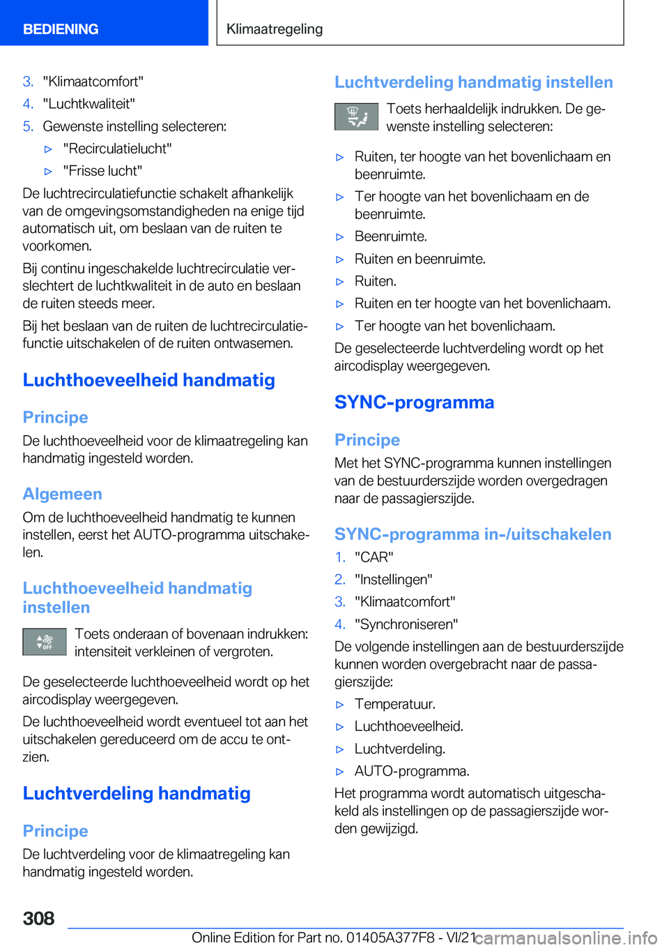 BMW X3 M 2022  Instructieboekjes (in Dutch) �3�.��K�l�i�m�a�a�t�c�o�m�f�o�r�t��4�.��L�u�c�h�t�k�w�a�l�i�t�e�i�t��5�.�G�e�w�e�n�s�t�e��i�n�s�t�e�l�l�i�n�g��s�e�l�e�c�t�e�r�e�n�:'x��R�e�c�i�r�c�u�l�a�t�i�e�l�u�c�h�t�'x��F�r�i�s�s