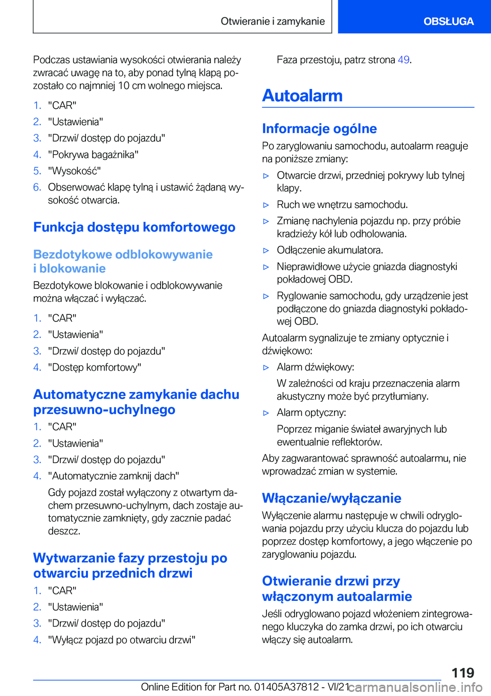 BMW X3 M 2022  Instrukcja obsługi (in Polish) �P�o�d�c�z�a�s��u�s�t�a�w�i�a�n�i�a��w�y�s�o�k�o�c�i��o�t�w�i�e�r�a�n�i�a��n�a�l�e9�y�z�w�r�a�c�a�