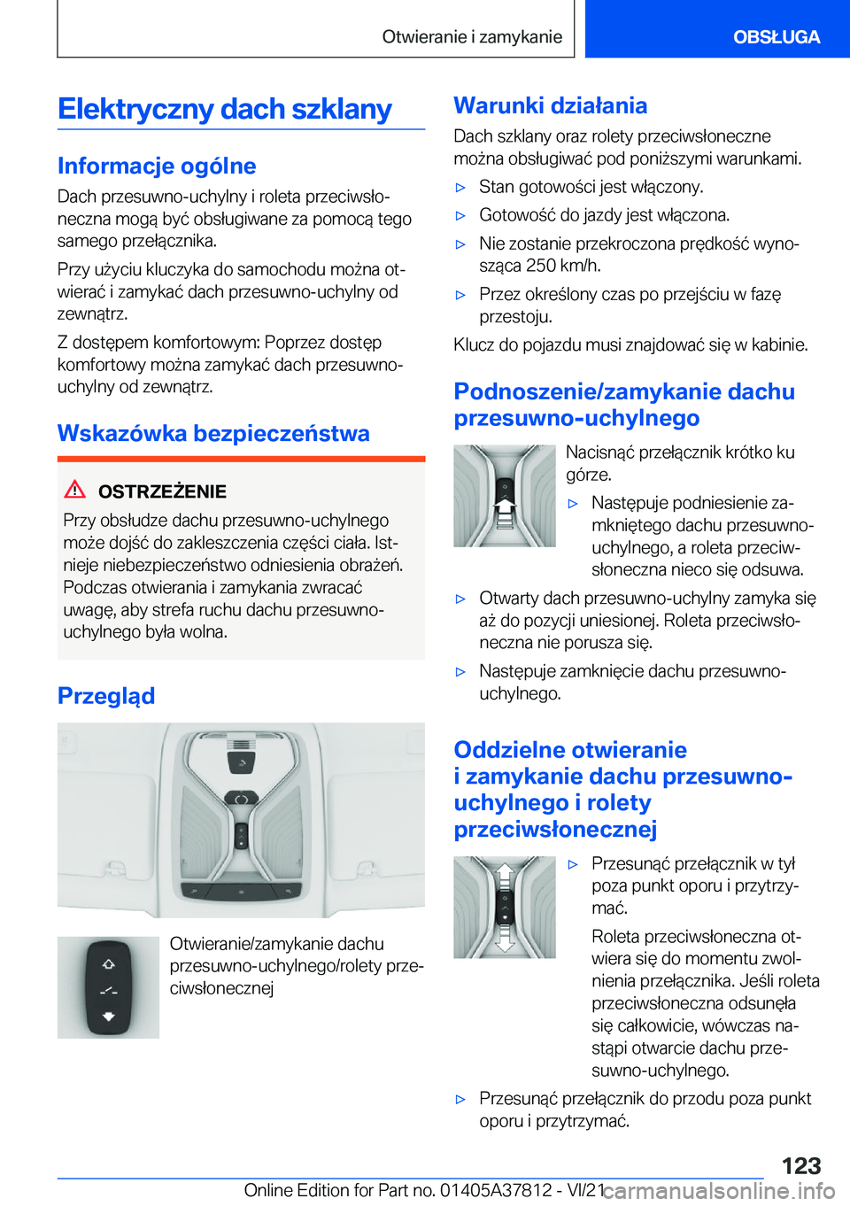 BMW X3 M 2022  Instrukcja obsługi (in Polish) �E�l�e�k�t�r�y�c�z�n�y��d�a�c�h��s�z�k�l�a�n�y
�I�n�f�o�r�m�a�c�j�e��o�g�