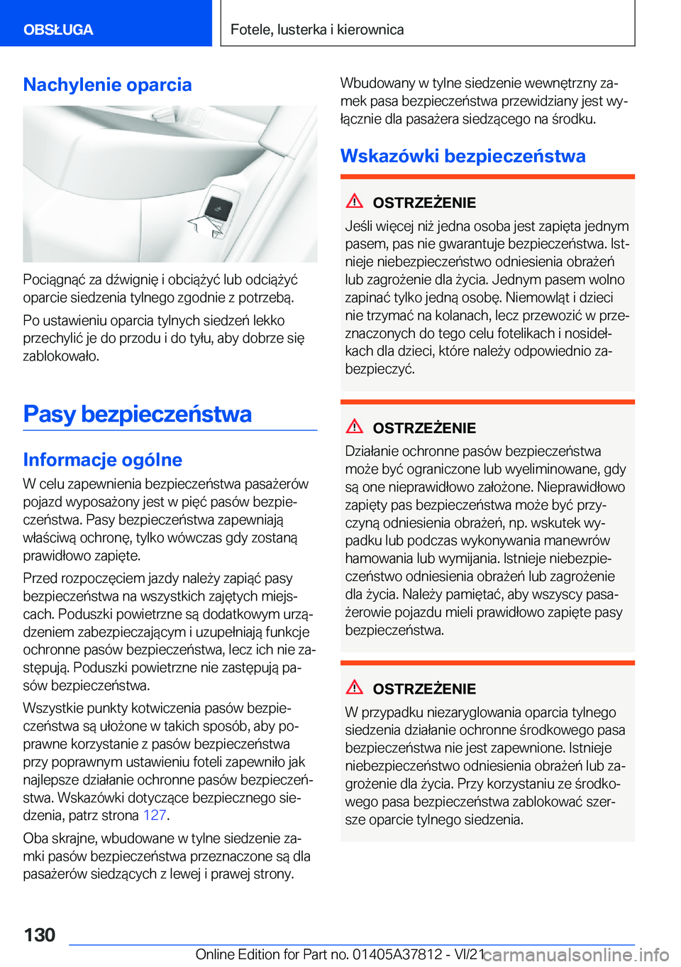 BMW X3 M 2022  Instrukcja obsługi (in Polish) �N�a�c�h�y�l�e�n�i�e��o�p�a�r�c�i�a
�P�o�c�i�