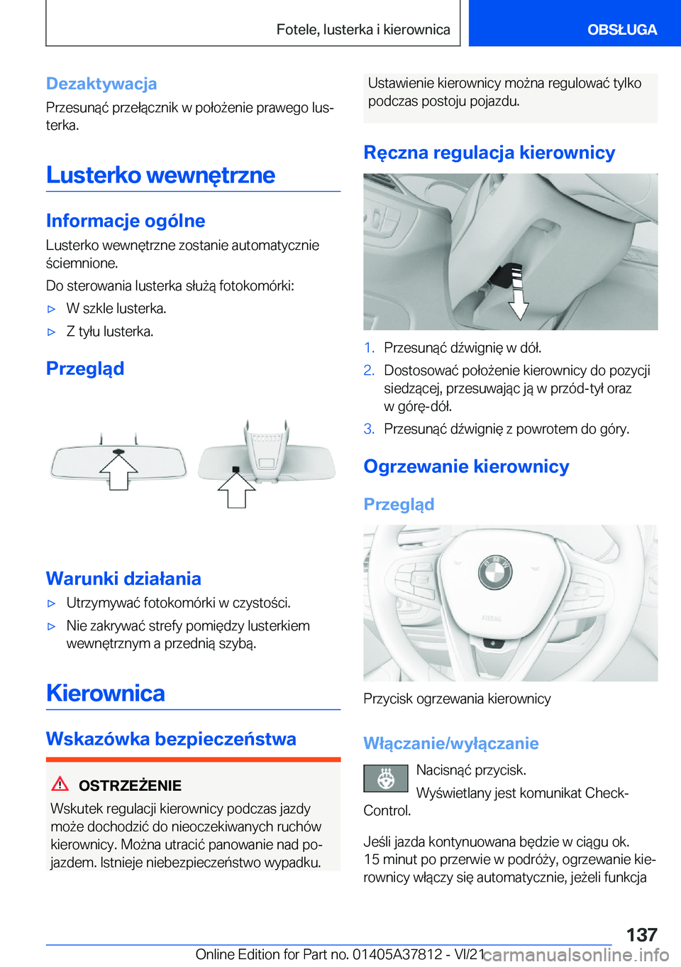 BMW X3 M 2022  Instrukcja obsługi (in Polish) �D�e�z�a�k�t�y�w�a�c�j�a�P�r�z�e�s�u�n�