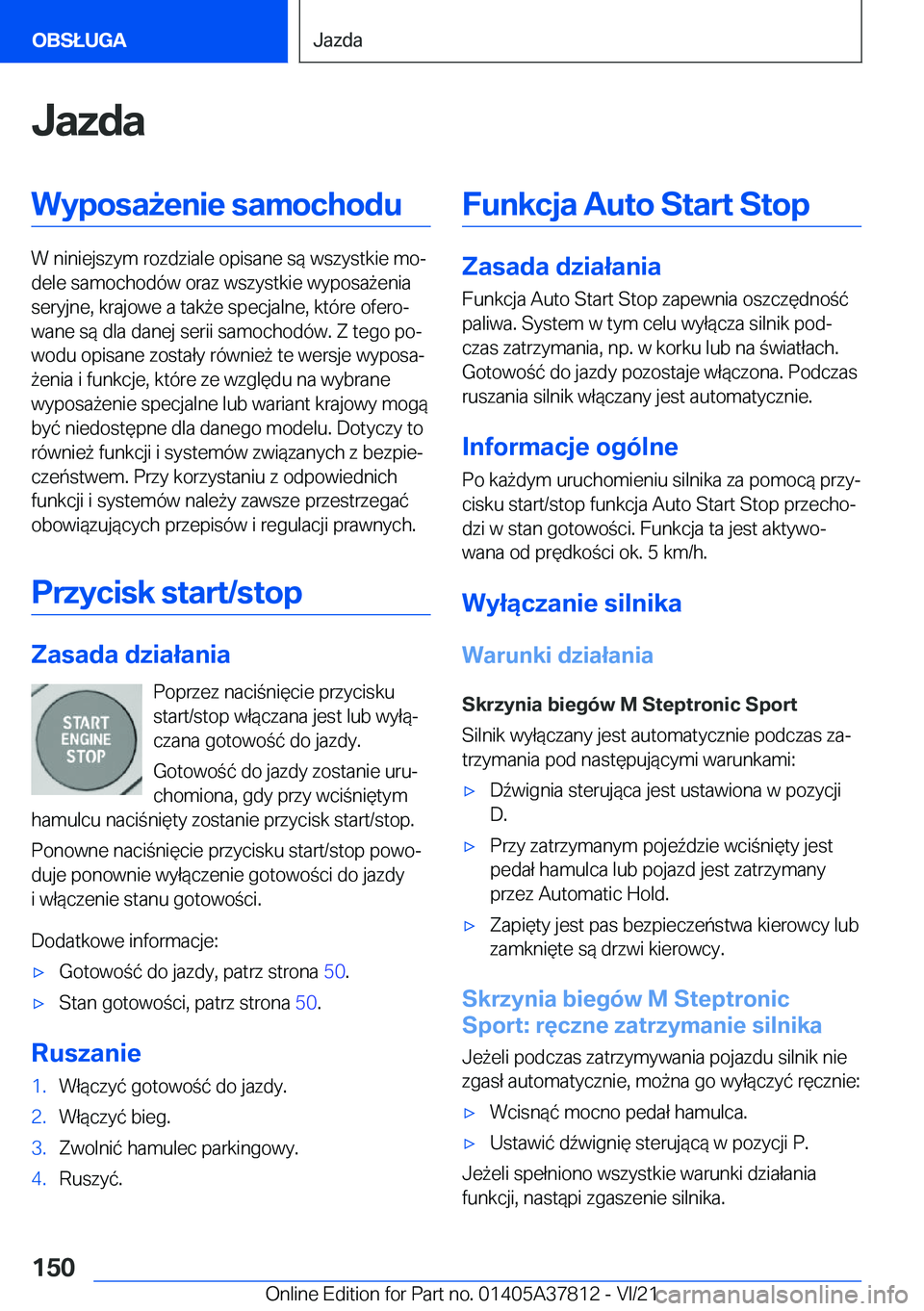 BMW X3 M 2022  Instrukcja obsługi (in Polish) �J�a�z�d�a�W�y�p�o�s�a9�e�n�i�e��s�a�m�o�c�h�o�d�u
�W��n�i�n�i�e�j�s�z�y�m��r�o�z�d�z�i�a�l�e��o�p�i�s�a�n�e��s�