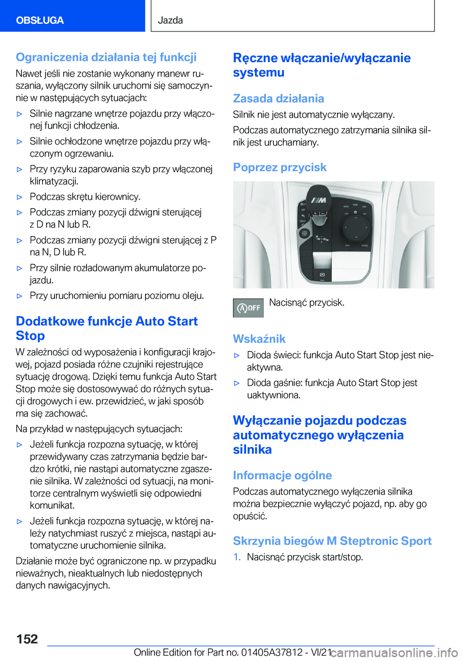 BMW X3 M 2022  Instrukcja obsługi (in Polish) �O�g�r�a�n�i�c�z�e�n�i�a��d�z�i�a�ł�a�n�i�a��t�e�j��f�u�n�k�c�j�i
�N�a�w�e�t��j�e�l�i��n�i�e��z�o�s�t�a�n�i�e��w�y�k�o�n�a�n�y��m�a�n�e�w�r��r�uj
�s�z�a�n�i�a�,��w�y�ł�