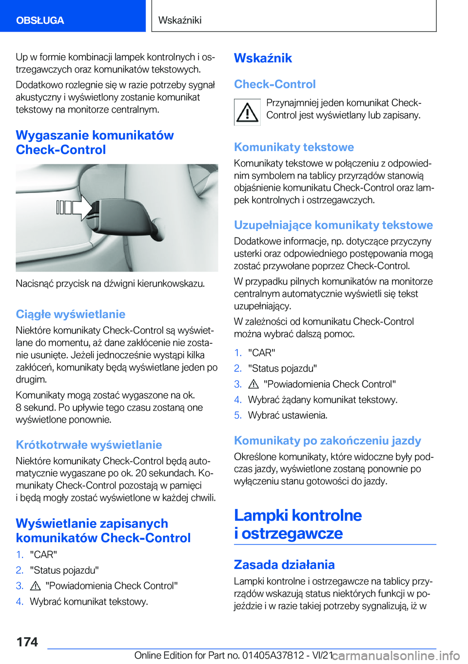 BMW X3 M 2022  Instrukcja obsługi (in Polish) �U�p��w��f�o�r�m�i�e��k�o�m�b�i�n�a�c�j�i��l�a�m�p�e�k��k�o�n�t�r�o�l�n�y�c�h��i��o�sj�t�r�z�e�g�a�w�c�z�y�c�h��o�r�a�z��k�o�m�u�n�i�k�a�t�