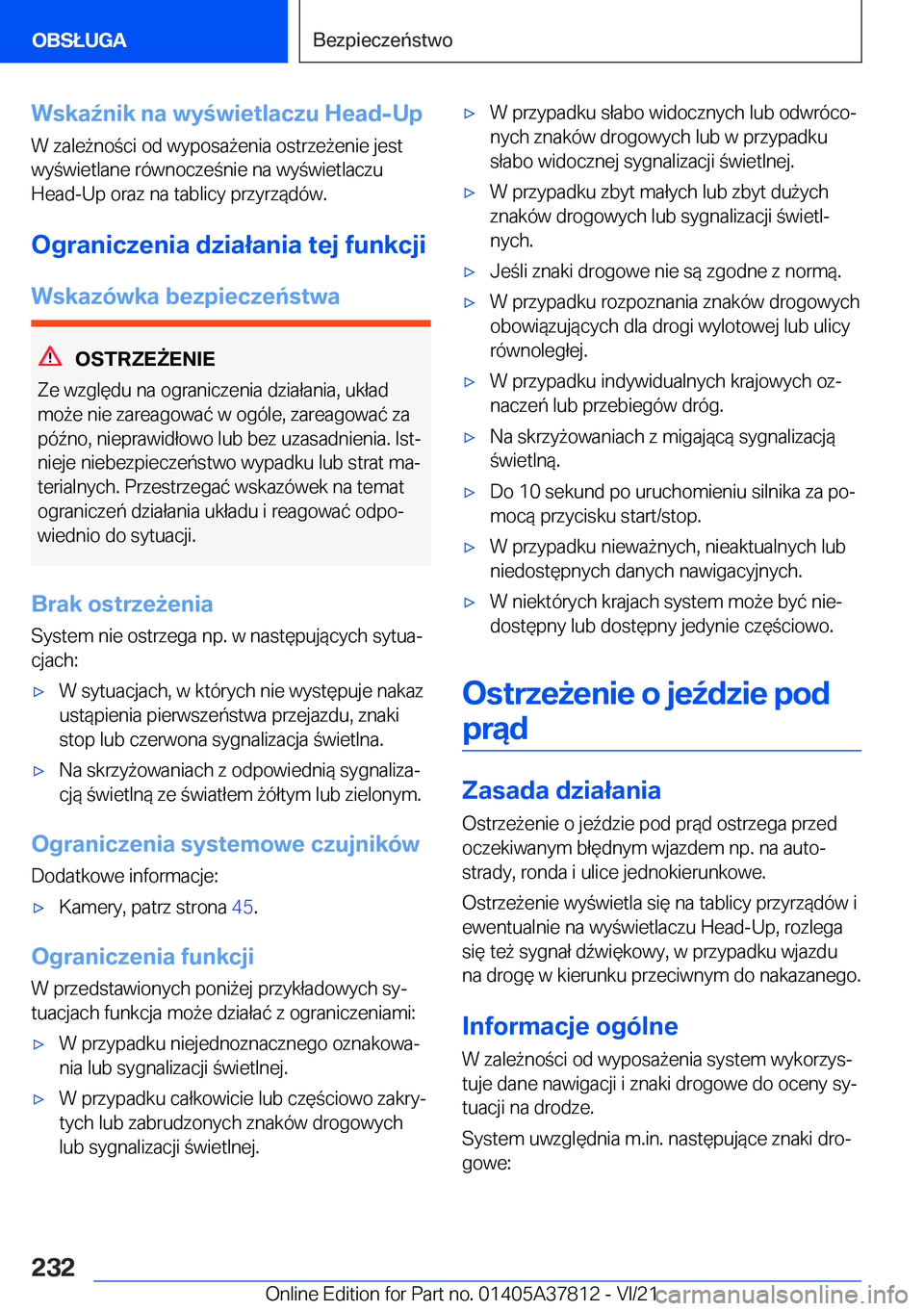 BMW X3 M 2022  Instrukcja obsługi (in Polish) �W�s�k�a7�n�i�k��n�a��w�y�w�i�e�t�l�a�c�z�u��H�e�a�d�-�U�p�W��z�a�l�e9�n�o�c�i��o�d��w�y�p�o�s�a9�e�n�i�a��o�s�t�r�z�e9�e�n�i�e��j�e�s�t
�w�y�w�i�e�t�l�a�n�e��r�