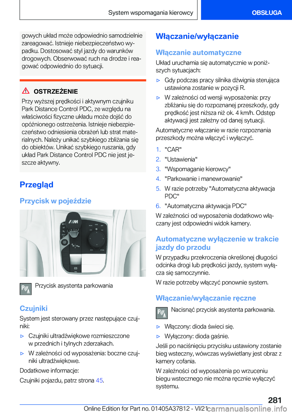 BMW X3 M 2022  Instrukcja obsługi (in Polish) �g�o�w�y�c�h��u�k�ł�a�d��m�o9�e��o�d�p�o�w�i�e�d�n�i�o��s�a�m�o�d�z�i�e�l�n�i�e�z�a�r�e�a�g�o�w�a�