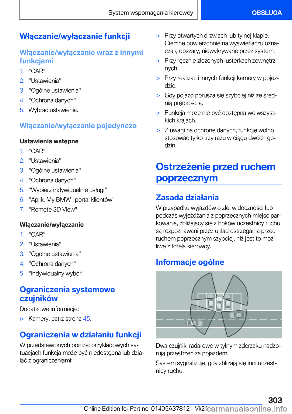BMW X3 M 2022  Instrukcja obsługi (in Polish) �W�ł�ą�c�z�a�n�i�e�/�w�y�ł�ą�c�z�a�n�i�e��f�u�n�k�c�j�i�W�ł�ą�c�z�a�n�i�e�/�w�y�ł�ą�c�z�a�n�i�e��w�r�a�z��z��i�n�n�y�m�i
�f�u�n�k�c�j�a�m�i�1�.��C�A�R��2�.��U�s�t�a�w�i�e�n�i�a��3�.��