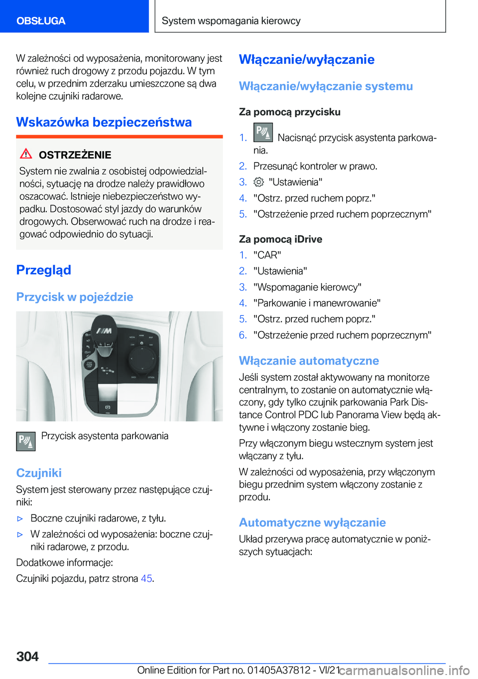 BMW X3 M 2022  Instrukcja obsługi (in Polish) �W��z�a�l�e9�n�o�c�i��o�d��w�y�p�o�s�a9�e�n�i�a�,��m�o�n�i�t�o�r�o�w�a�n�y��j�e�s�t
�r�