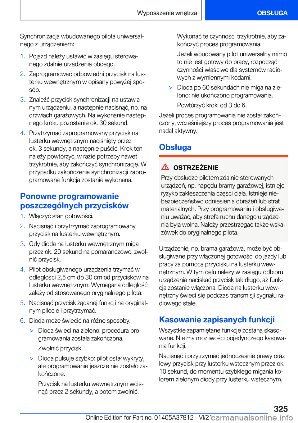 BMW X3 M 2022  Instrukcja obsługi (in Polish) �S�y�n�c�h�r�o�n�i�z�a�c�j�a��w�b�u�d�o�w�a�n�e�g�o��p�i�l�o�t�a��u�n�i�w�e�r�s�a�lj
�n�e�g�o��z��u�r�z�