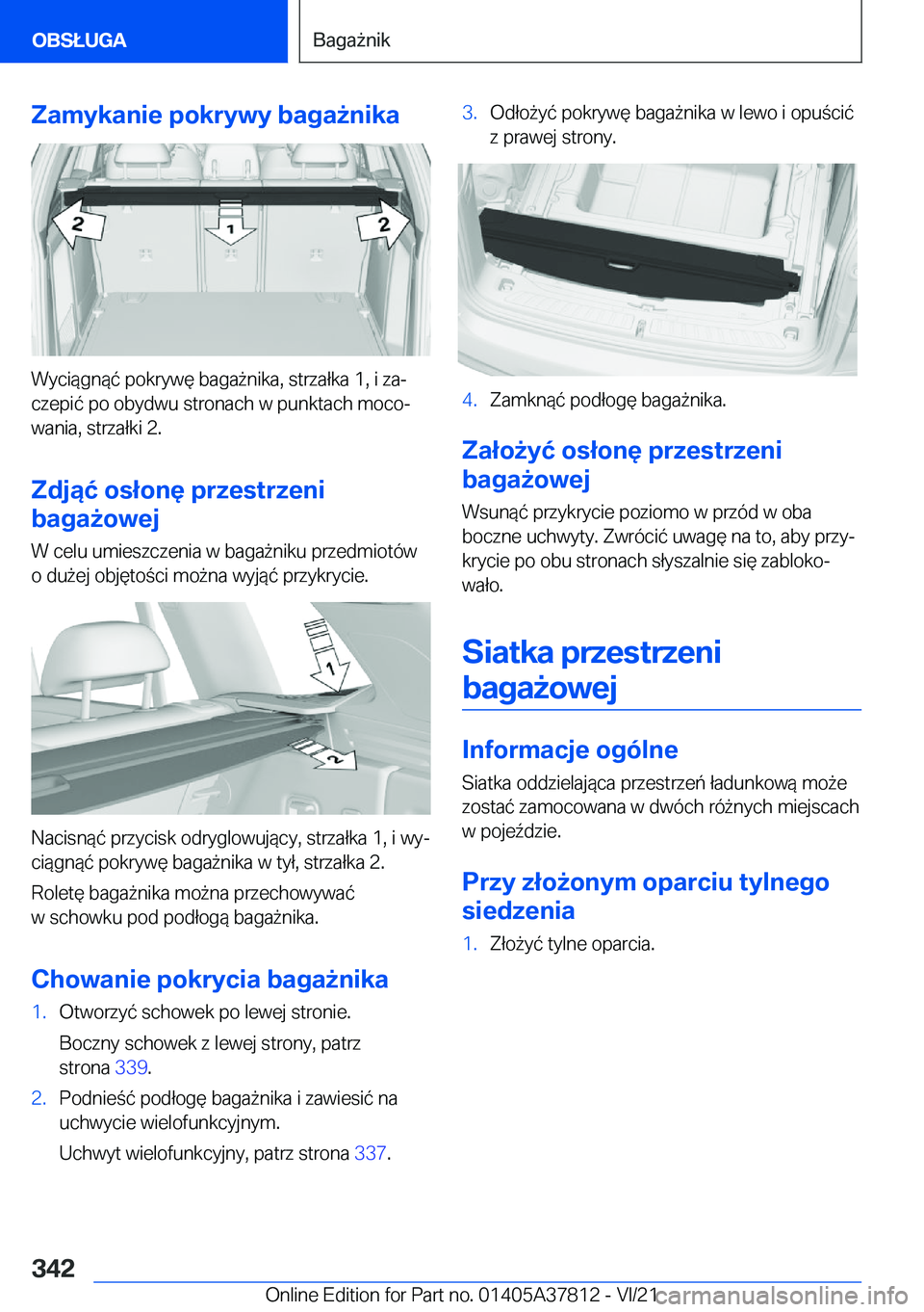 BMW X3 M 2022  Instrukcja obsługi (in Polish) �Z�a�m�y�k�a�n�i�e��p�o�k�r�y�w�y��b�a�g�a9�n�i�k�a
�W�y�c�i�