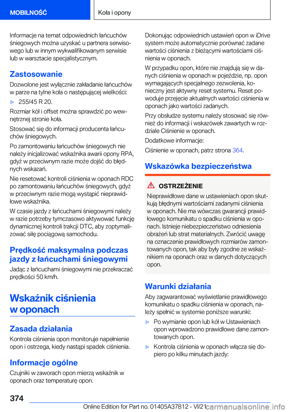 BMW X3 M 2022  Instrukcja obsługi (in Polish) �I�n�f�o�r�m�a�c�j�e��n�a��t�e�m�a�t��o�d�p�o�w�i�e�d�n�i�c�h��ł�a�