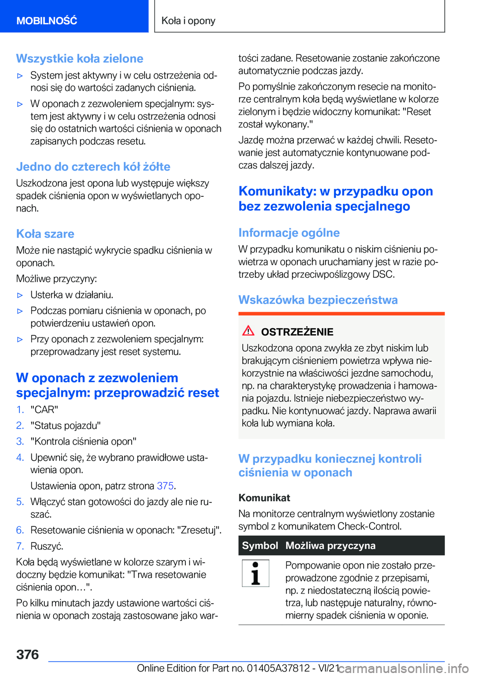 BMW X3 M 2022  Instrukcja obsługi (in Polish) �W�s�z�y�s�t�k�i�e��k�o�ł�a��z�i�e�l�o�n�e'x�S�y�s�t�e�m��j�e�s�t��a�k�t�y�w�n�y��i��w��c�e�l�u��o�s�t�r�z�e9�e�n�i�a��o�dj
�n�o�s�i��s�i�