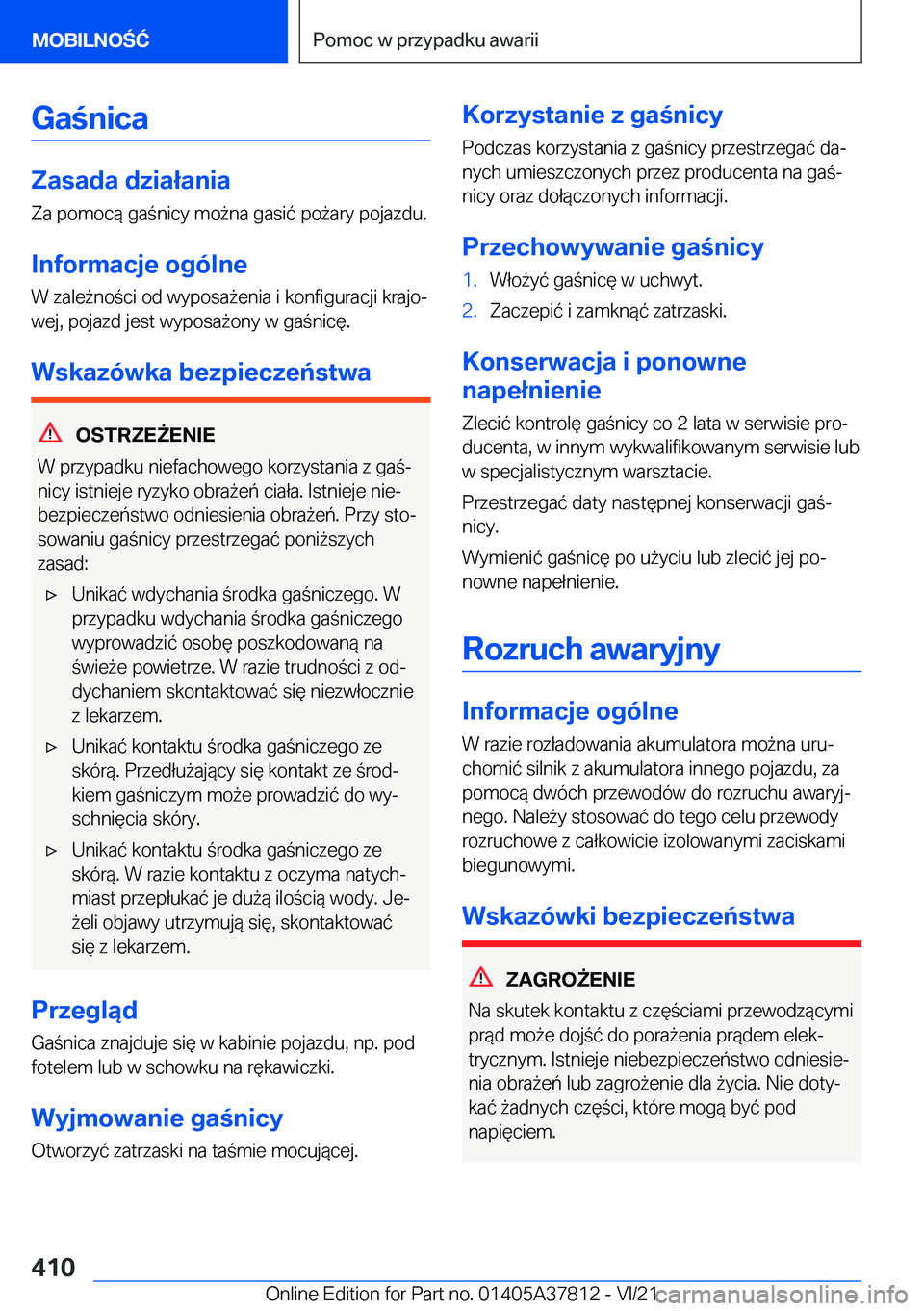 BMW X3 M 2022  Instrukcja obsługi (in Polish) �G�a�n�i�c�a
�Z�a�s�a�d�a��d�z�i�a�ł�a�n�i�a
�Z�a��p�o�m�o�c�