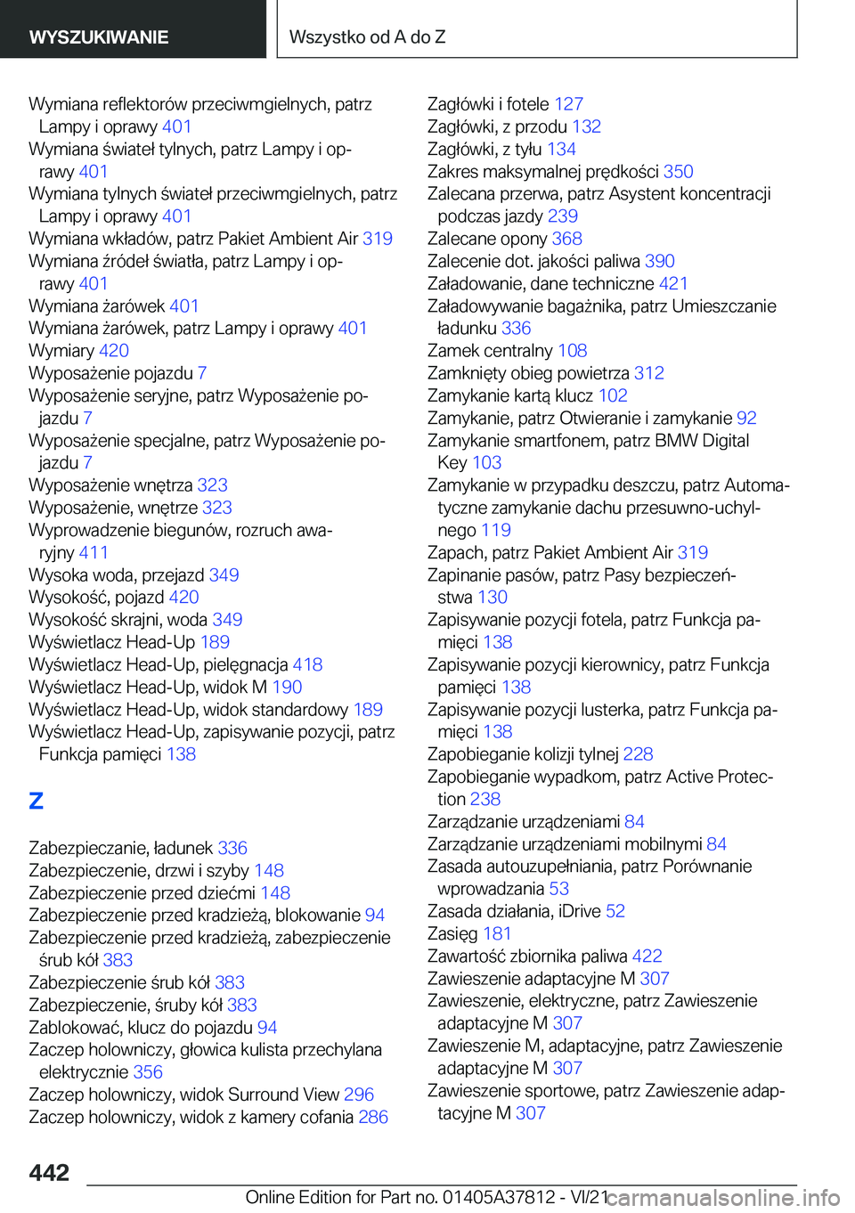 BMW X3 M 2022  Instrukcja obsługi (in Polish) �W�y�m�i�a�n�a��r�e�f�l�e�k�t�o�r�