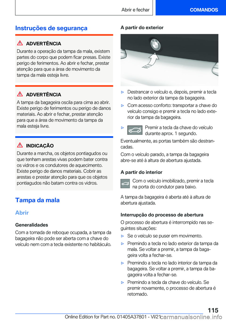 BMW X3 M 2022  Manual do condutor (in Portuguese) �I�n�s�t�r�u�