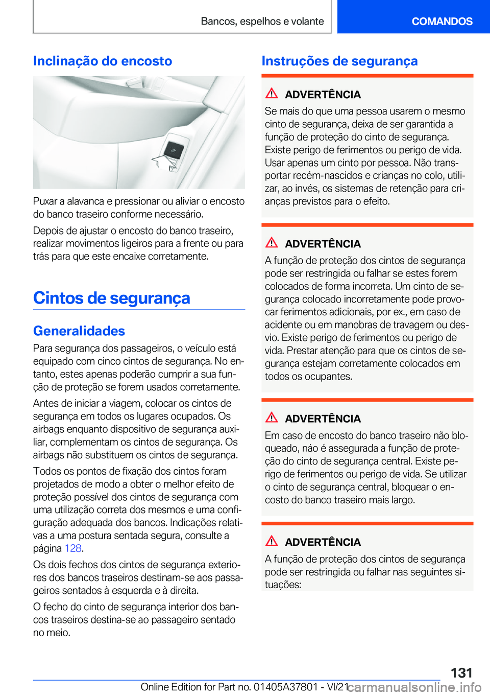 BMW X3 M 2022  Manual do condutor (in Portuguese) �I�n�c�l�i�n�a�