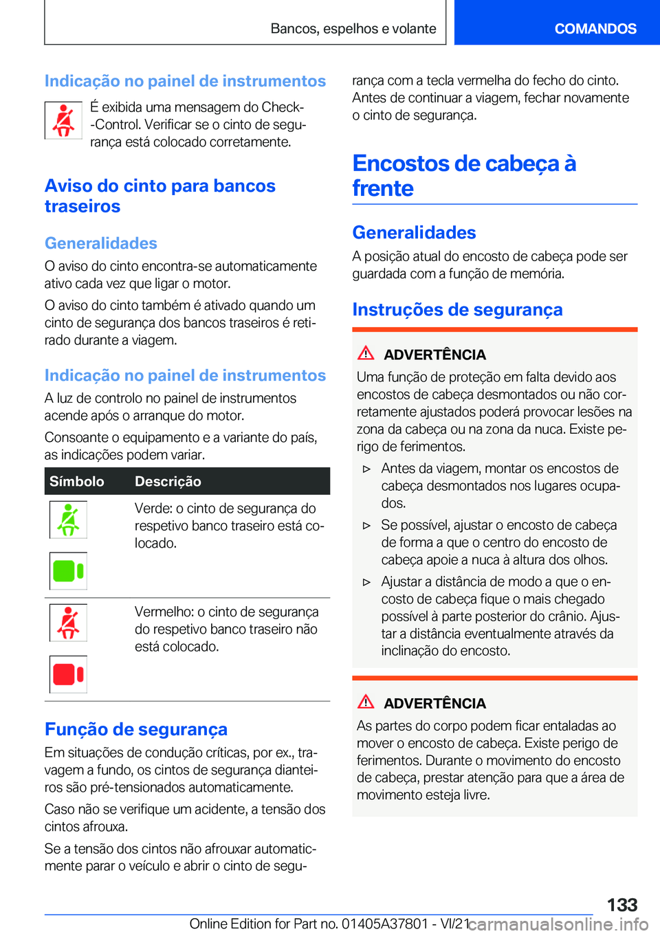 BMW X3 M 2022  Manual do condutor (in Portuguese) �I�n�d�i�c�a�